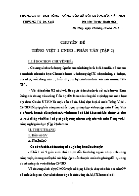 Chuyên đề Tiếng Việt lớp 1 công nghệ giáo dục phần vần (Tập 2)